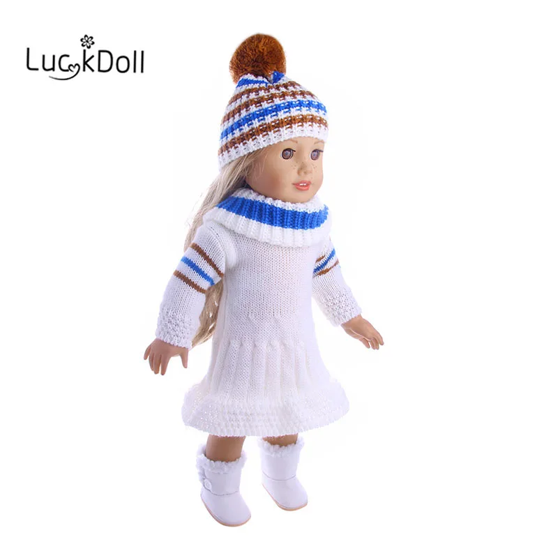 Вязаный шерстяной костюм LUCKDOLL + шарф 18 дюймов 43 см аксессуары для кукол детские