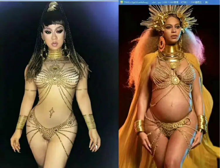 Сексуальный Блестящий Комбинезон со стразами Женский Золотой комбинезон