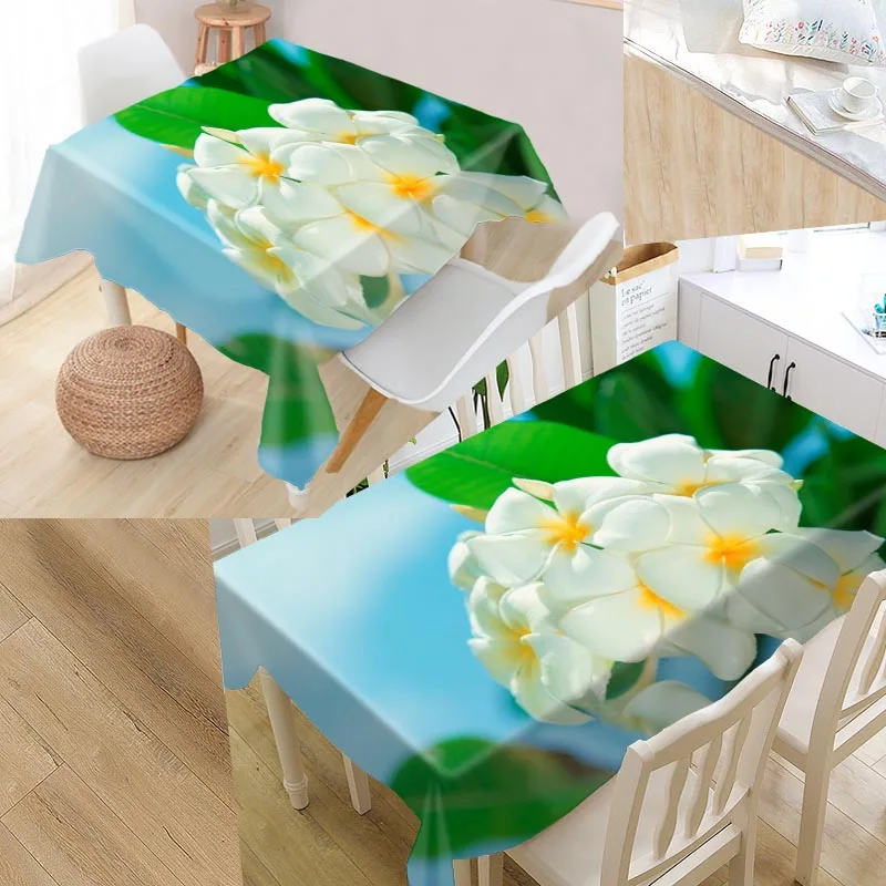 

Best Plumeria Flower Custom Table Cloth Rectangular Oxford Print Waterproof Oilproof Square Table Cover Party Tablecloth