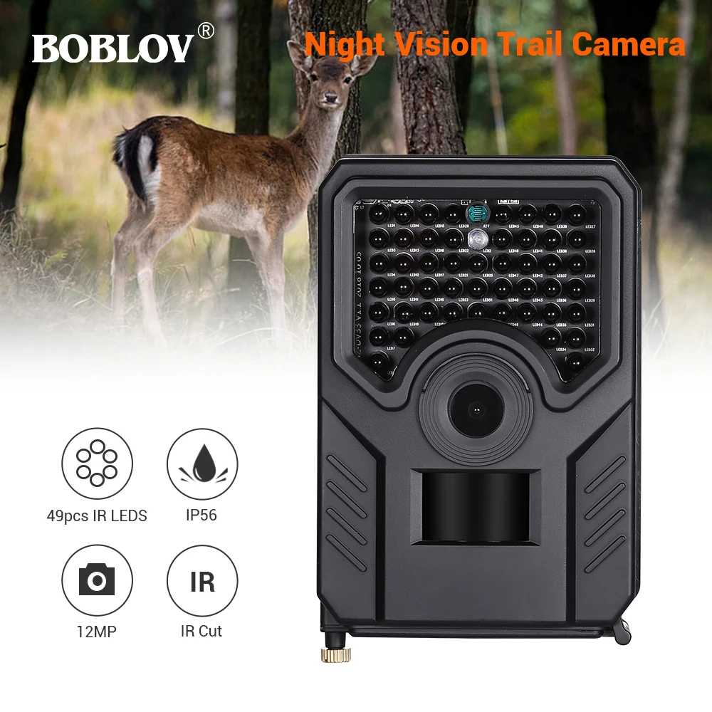 BOBLOV PR200 12MP Trail охотничья камера 49 шт. Infared светодиоды ночное видение дикой природы