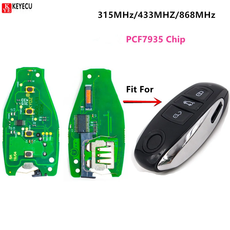 Новая смарт-плата Keyecu с 3 кнопками 315 МГц/433 МГц/868 МГц чип PCF7953 для VW Touareg 2010 2011 2012 2013