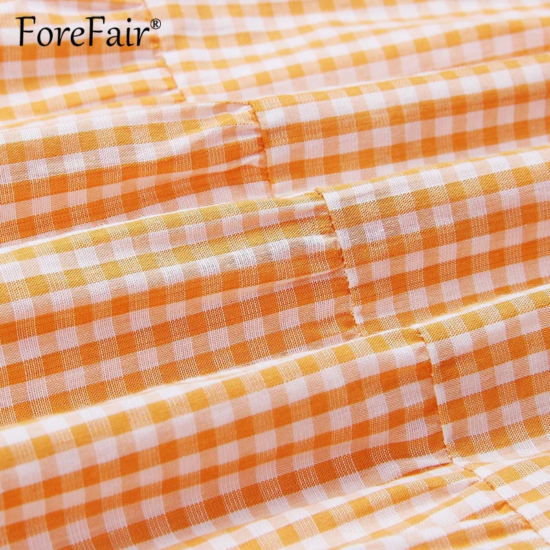Forefair 2018 Новое Стильное клетчатое Полосатое платье с рюшами летние женские