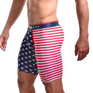 WOXUAN, Новое поступление, летние модные мужские сексуальные обтягивающие леггинсы с принтом флага США, штаны для гомосексуалов, веселые штаны для отдыха, пляжная одежда
