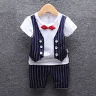 Одежда для мальчиков с бантом, комплект одежды, галстук, Официальный летний костюм для маленьких мальчиков