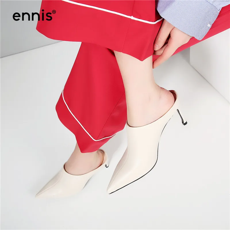 ENNIS/ г.; пикантные женские шлепанцы на высоком каблуке; весенние туфли без задника из натуральной кожи; Модные женские офисные туфли онлайн; M843