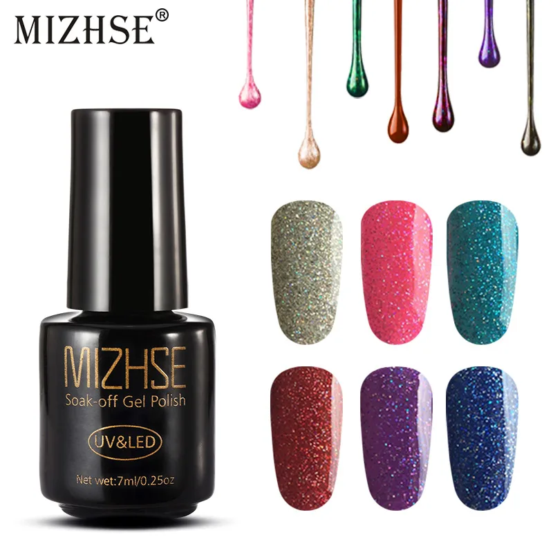 MIZHSE неоновый УФ светодиодный Гель лак для ногтей отмачиваемый Блестящий цветной