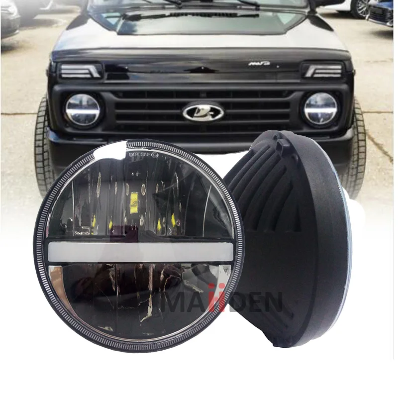7 &quotкруглые фары с янтарным поворотом и белым DRL для Jeep Wrangler H4 светодиодный