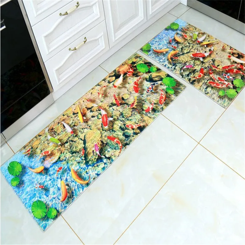 50x80 + 50x160 см Нескользящие напольные коврики с 3D принтом кухонный коврик