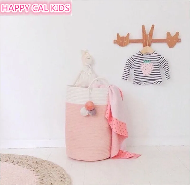 Home Accessories Cotton Rope Storage Basket with Handles Baskets for Kids Toy Laundry Nursery Hamper | Дом и сад