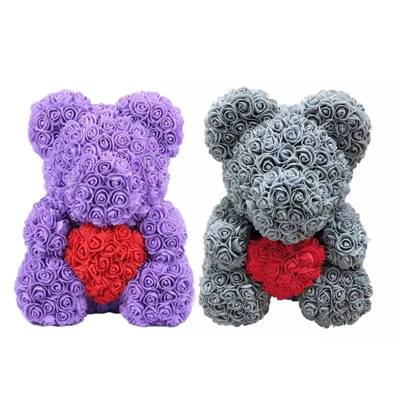 

38cm Foam Rose Flower Cute Bear Doll Wedding Home Decorations Birthday Valentine's Day Gift