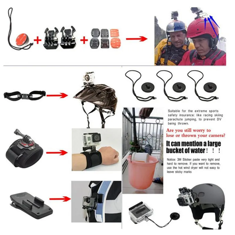 Sansnail для Gopro набор аксессуаров для go pro hero 7 6 5 4 3 комплект 3 способ селфи палка для Eken h8r/для xiaomi yi
