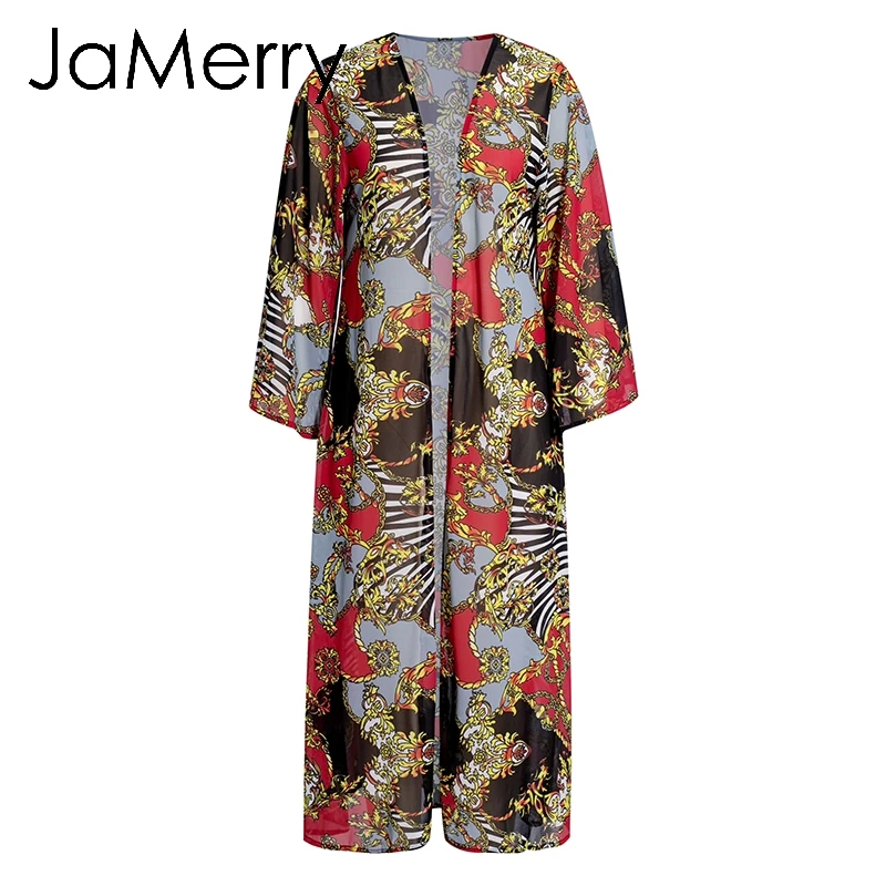 Винтажное длинное пляжное платье с принтом для женщин sarong Лето пляжная одежда купальник накидка туника для женщин Кафтан накидка - Цвет: Print