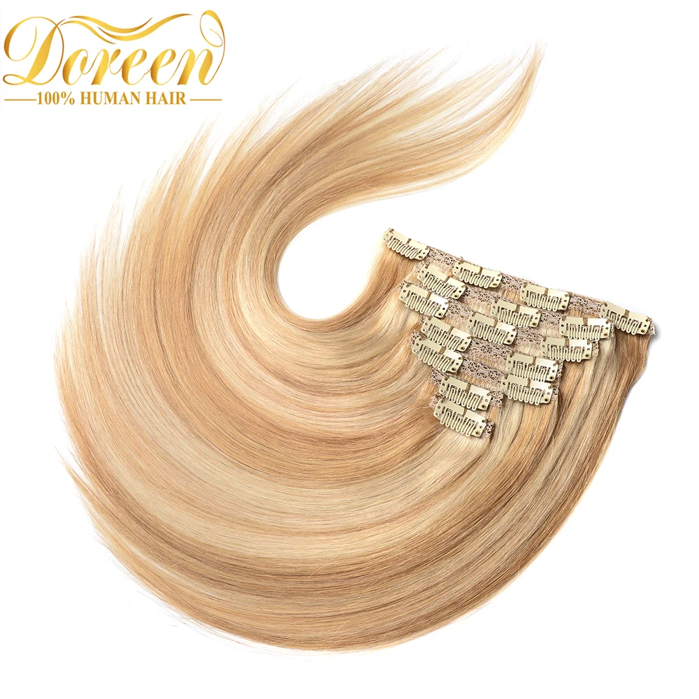 Doreen 1"-26" набор волос для наращивания на всю голову смешанных фортепианных цветов на заколках, бразильские волосы для наращивания, человеческие волосы