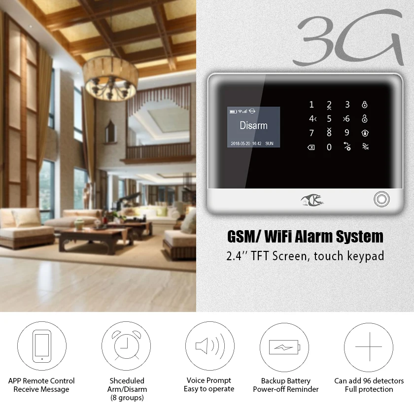 Многоязычная охранная сигнализация 3G /WIFI/GSM/SMS дистанционное управление через