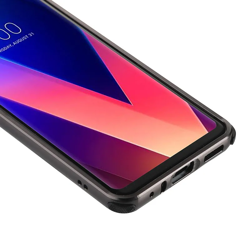 Противоударный металлический чехол из углеродного волокна для LG G5, G6, V10, V20, V30, задняя крышка, современный стиль, четыре угла, силиконовый