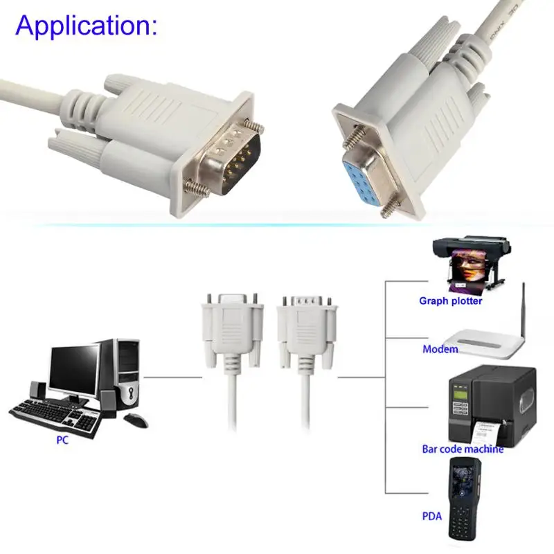 Новый 1 5 M 3m USB кабель Serial RS232 9 контактный разъем мужского и женского пола DB9 ПК