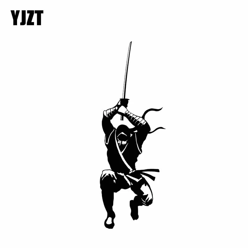 YJZT 5 7*16 см Φ Ninja Japanese Samurai крутая наклейка на автомобиль Soldier черное/серебряное