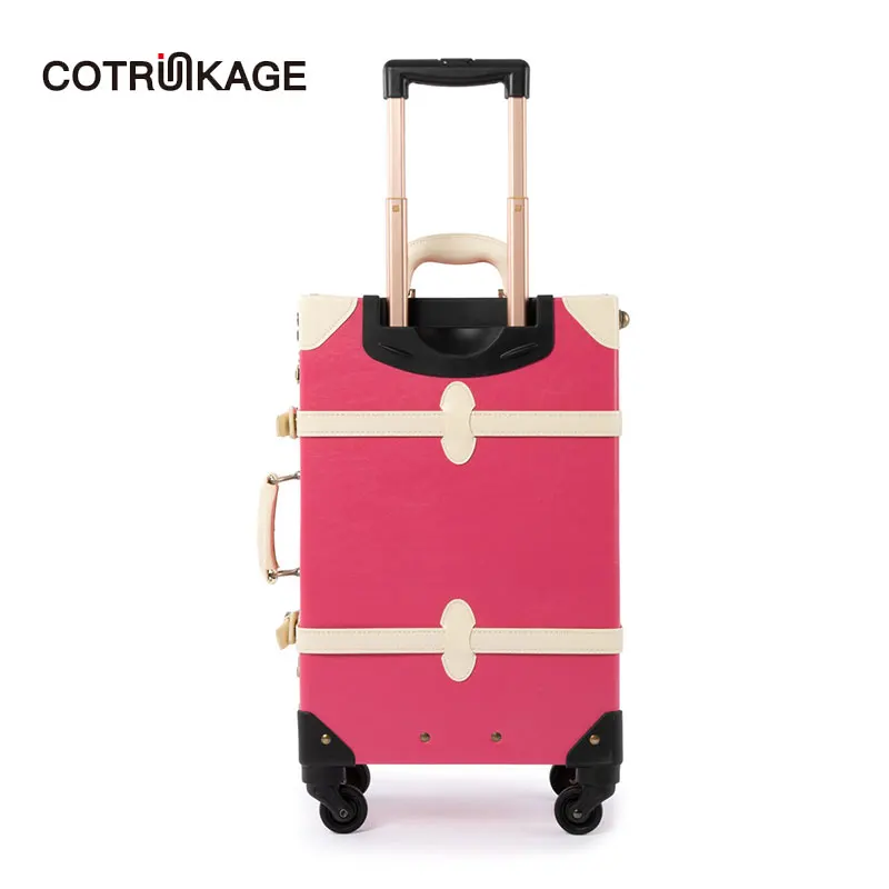 COTRUNKAGE розовый багаж 20 &quot 26&quot Ретро PU кожаный женский винтажный чемодан Дамская