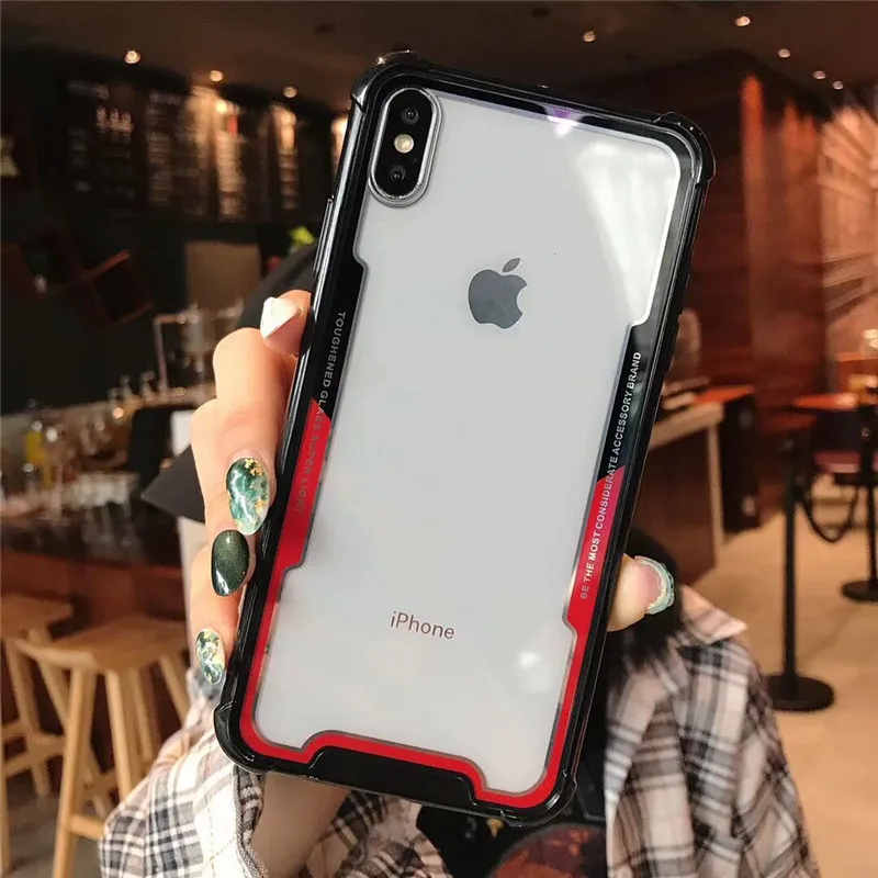 Модный чехол для iPhone XS Max XR X телефона из ТПУ с задней акриловой крышкой fundas 6 6S 7 8 plus