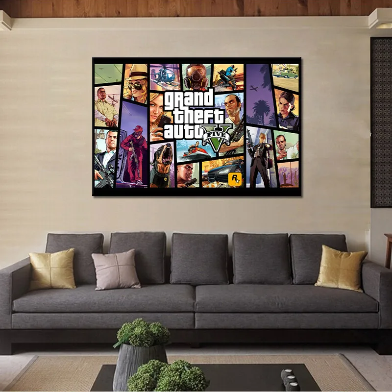 HD Print Game Poster Grand Theft Auto V Video Accessories Home Decor Wall Art Picture Stickers Fashion Birthday Gift | Дом и сад