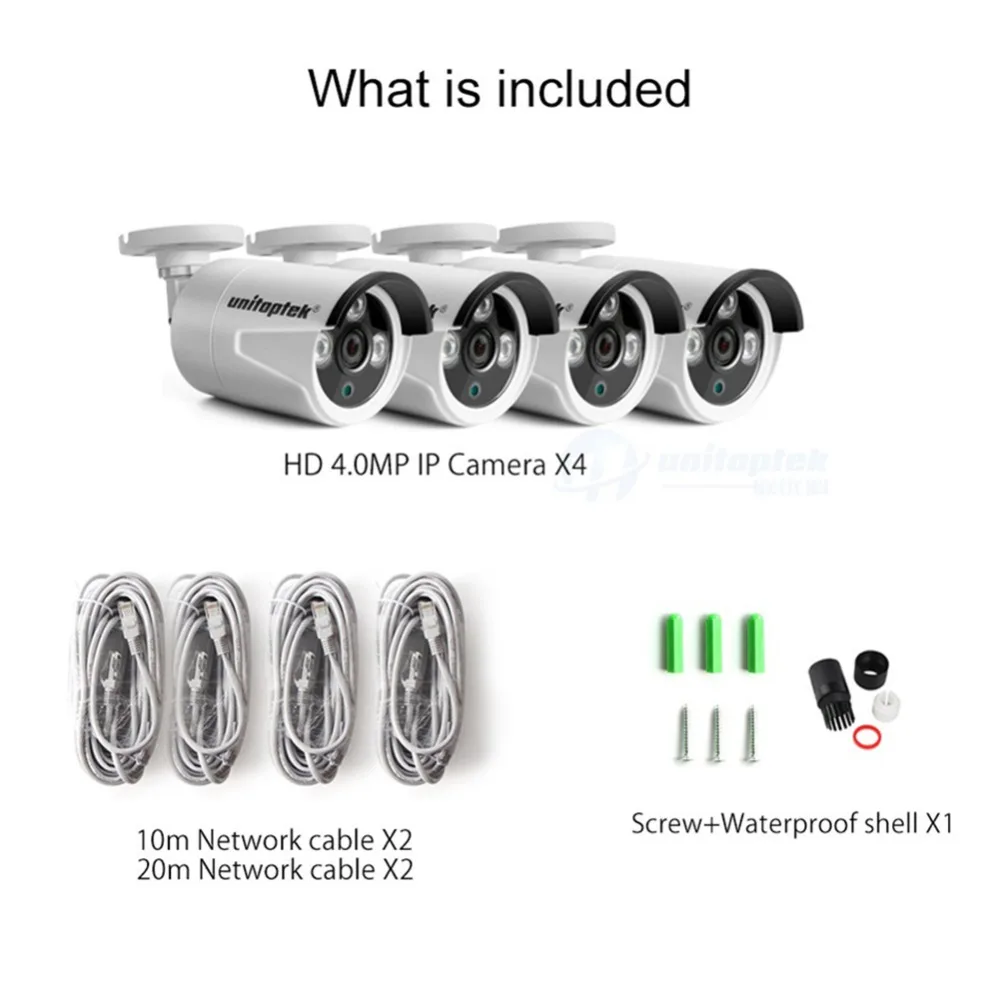 Только 4 шт HD 4MP цилиндрическая IP камера для улицы 4X4 0 Мп 2592*1520 POE Cam IR 20M система