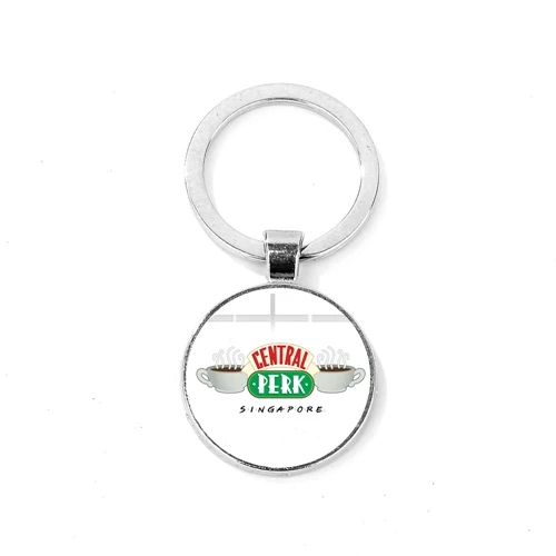 Style 13 SONGDA Friends TV Show Keychain Classic Scene Central Perk Logo Glass Gem Key Ring Bag Charm Key Chain for Good Friends Trinkets - Цвет: Style 13