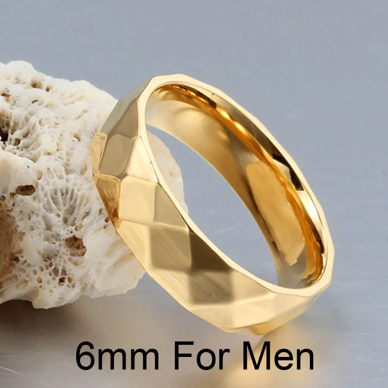 6mm SUNNERLEES модные ювелирные изделия титановые кольца из нержавеющей стали для пар золото цвет ромб поверхность кольца для мужчин для женщин для любовников CR-011 - Цвет основного камня: 6mm