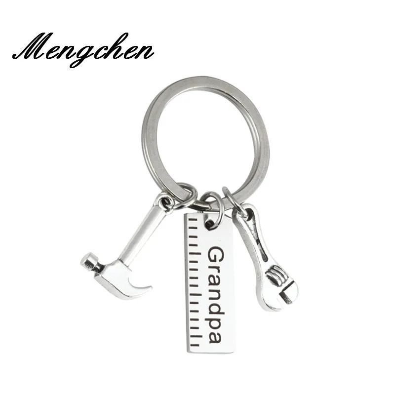 

New Fashion Stainless Steel Grandpa Ruler Hammer Wrench Screwdriver Dad Dad's Tools Father's Day Gift Stainless Steel Key