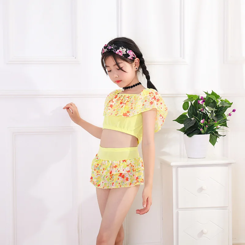 2018 New Pop Kids Swimsuit Children Swimwear Summer Two Pieces Skirted Girl Bikini Beach Wear |