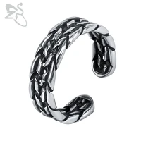 zs 316l stainless steel rings for men women punk rock jewelry hip hop open finger ring braided shape bands gothic ring 2018