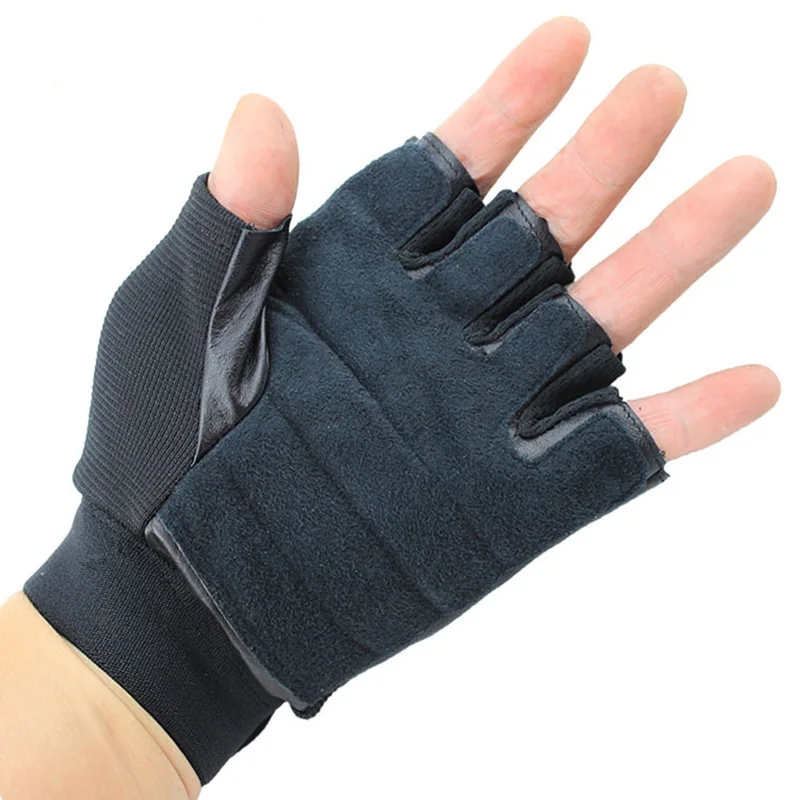 

Men's Half Finger Genuine Leather Military Tactical Gloves Outdoor Sport Sheepskin Plastic Shell Protective Cycling Gloves G95