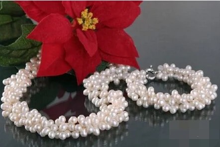 Zxia Miss charm Jew. amazing 7 8 мм белый 3 ряда жемчужное ожерелье и браслет наборы|white necklace