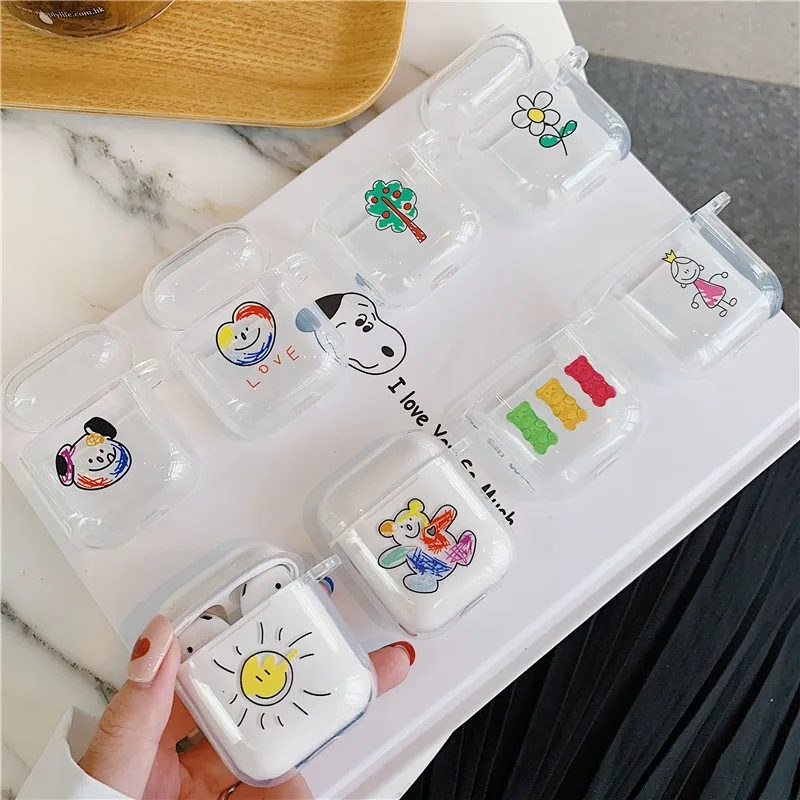 Cartoon Graffiti Case For Airpods Cute Bluetooth Earphone Protective Cover Air pods Accessories TPU Silicone Headphones Box | Электроника