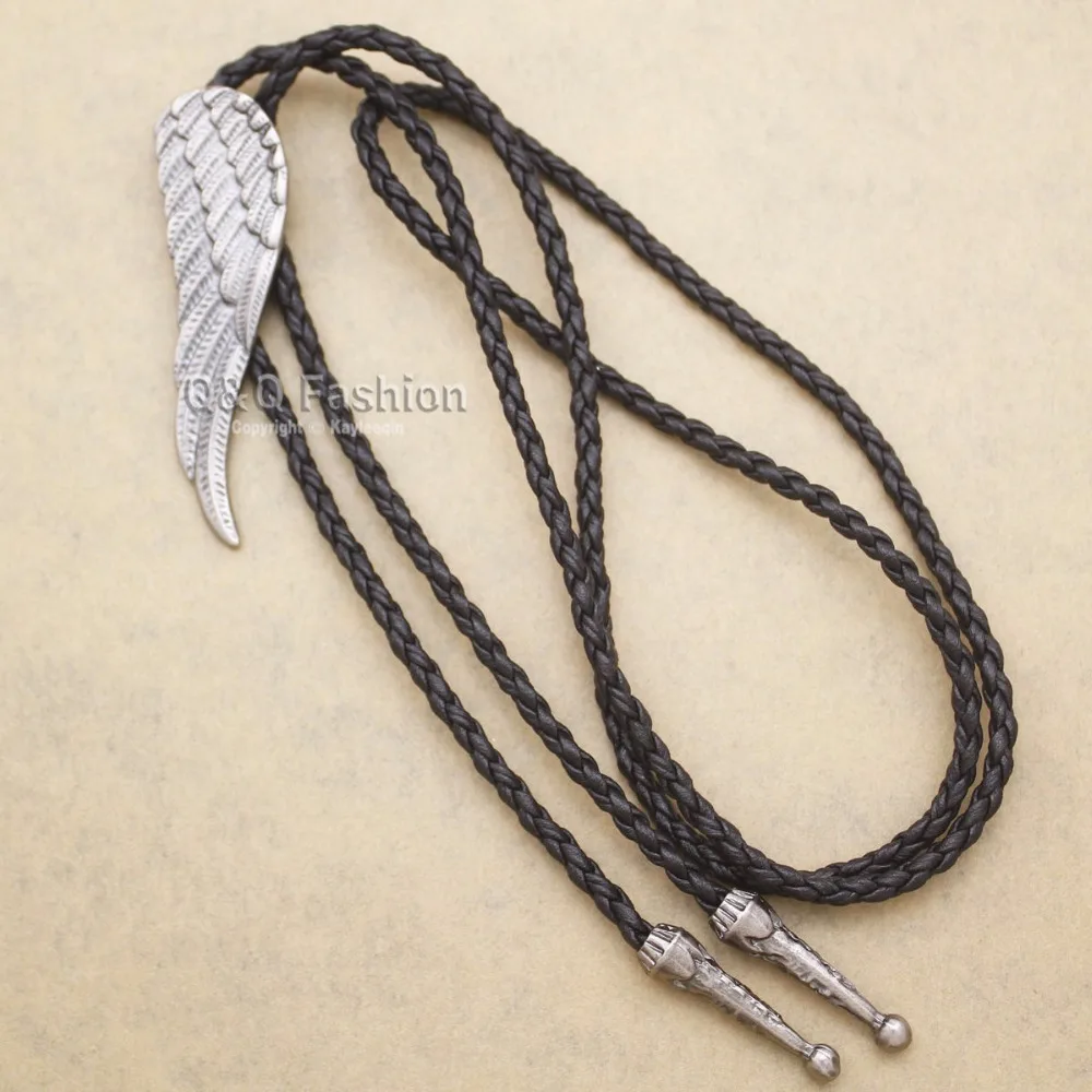 Западная Ретро Посеребренная Крыло ангела-хранителя кожа Rodeo Bolo Bola галстук