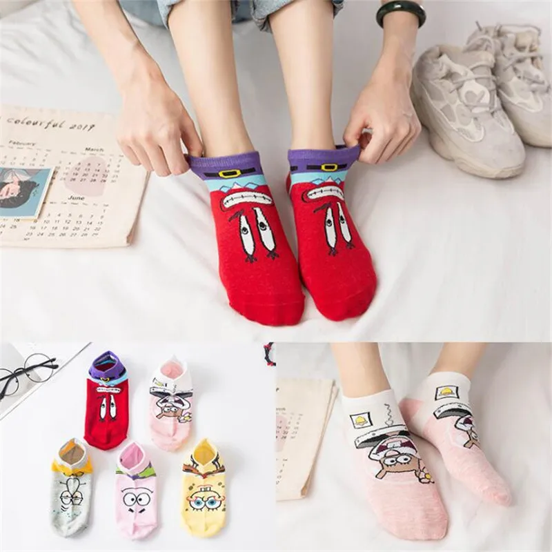 Модные милые носки женские Харадзюку Kawaii Короткие Носки с рисунком хипстерские носки до лодыжки с забавными рисунками для женщин