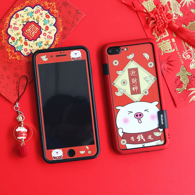 Для iphone XS max Lucky cat пленка из закаленного стекла + Мягкий бампер для X 7 7plus 6 6s P 8plus Кот