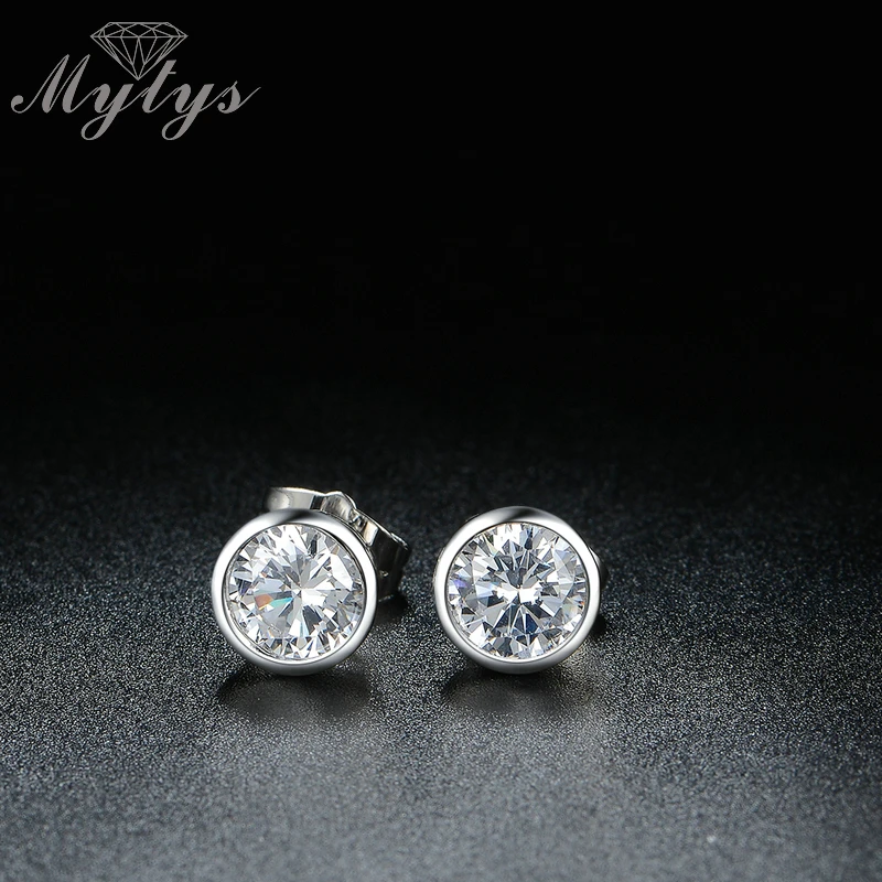 Mytys белого золота Цвет Кристалл серьга для Для женщин небольшие серьги Модные