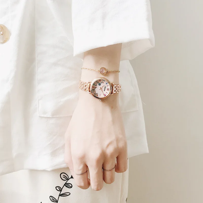 Fashion flower women watches rose gold stainless steel ladies wrist watch 2019 popular young clock gift reloj mujer | Наручные часы
