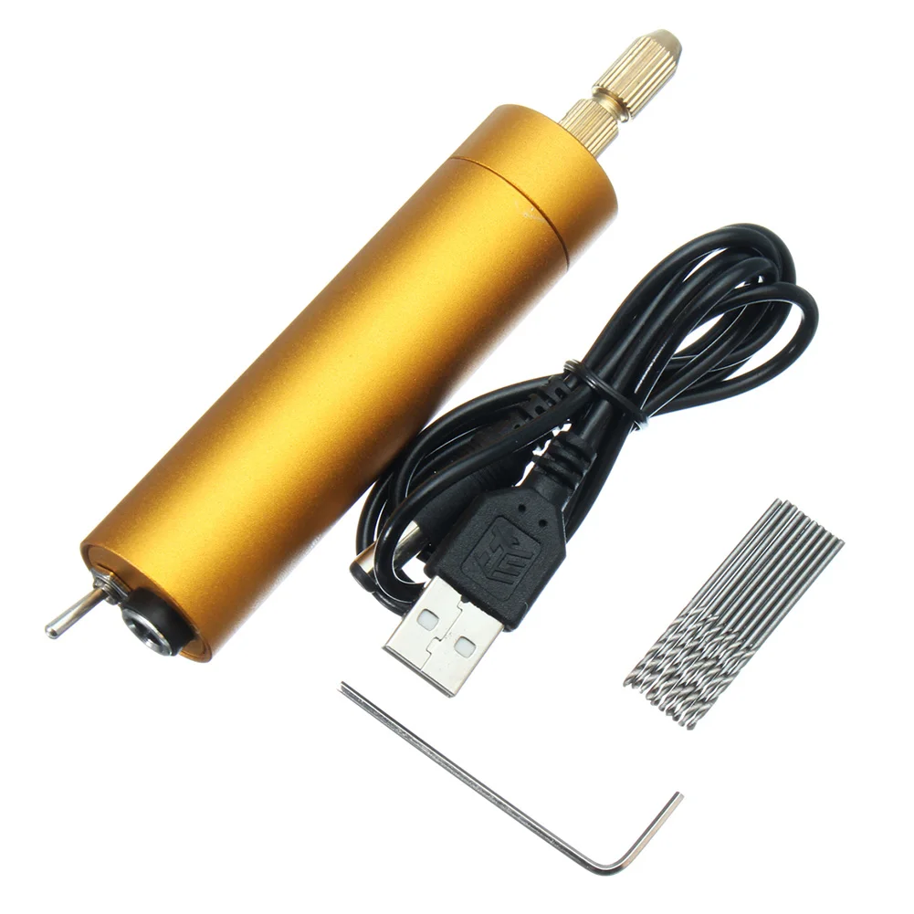 DC 5V мини алюминиевый электродвигатель ручной дрели 10 поворотных бит DIY для дерева
