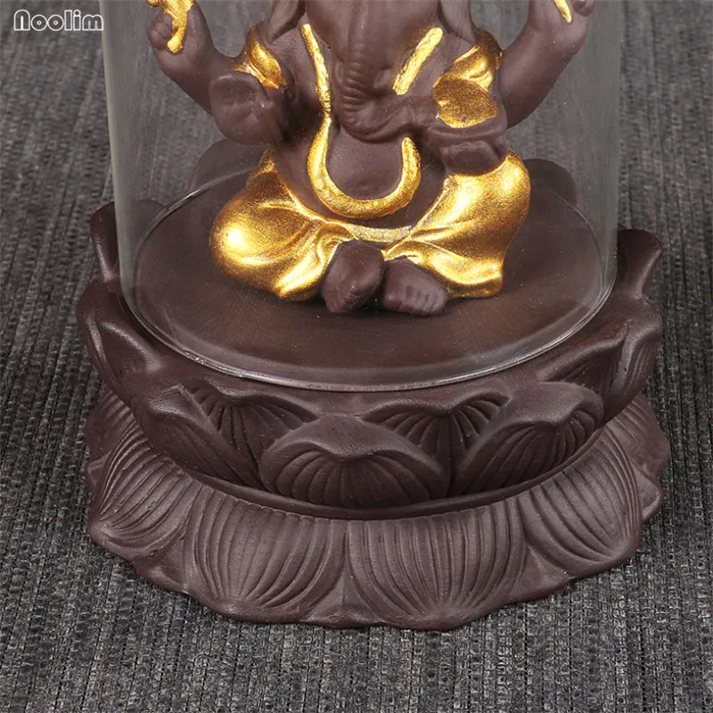 Курильница для благовоний Ganesha с защитным стеклом и фиолетовой глиной|Благовония