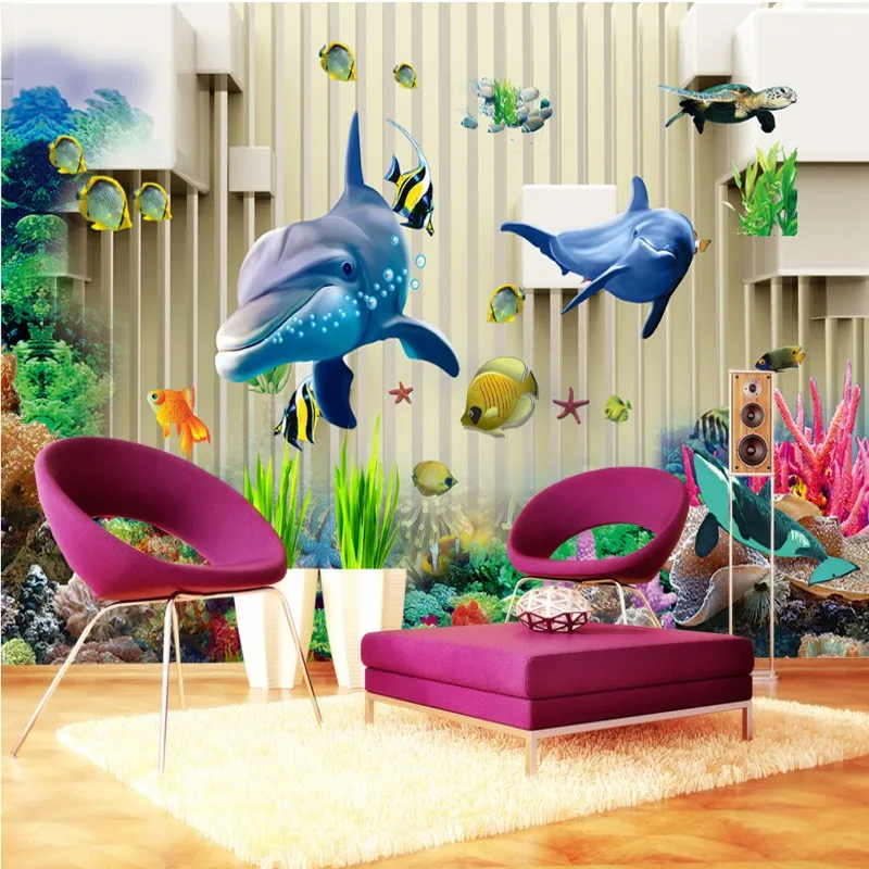 Custom 3d wallpaper 3D Stereo Living Room Underwater World TV Wall lobby custom studio office high quality mural | Обустройство дома