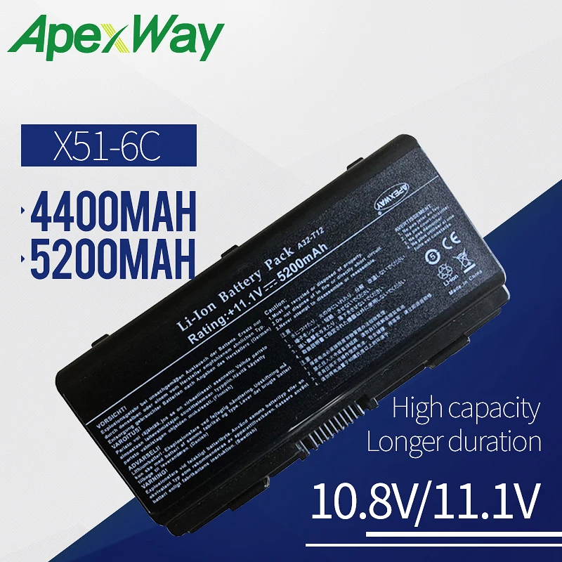 Apexway 11 1 V Аккумулятор для ноутбука Asus A32 X51 T12 90 NQK1B1000Y X58 T12C X51H X51C X51R X58C X58L X51L 6