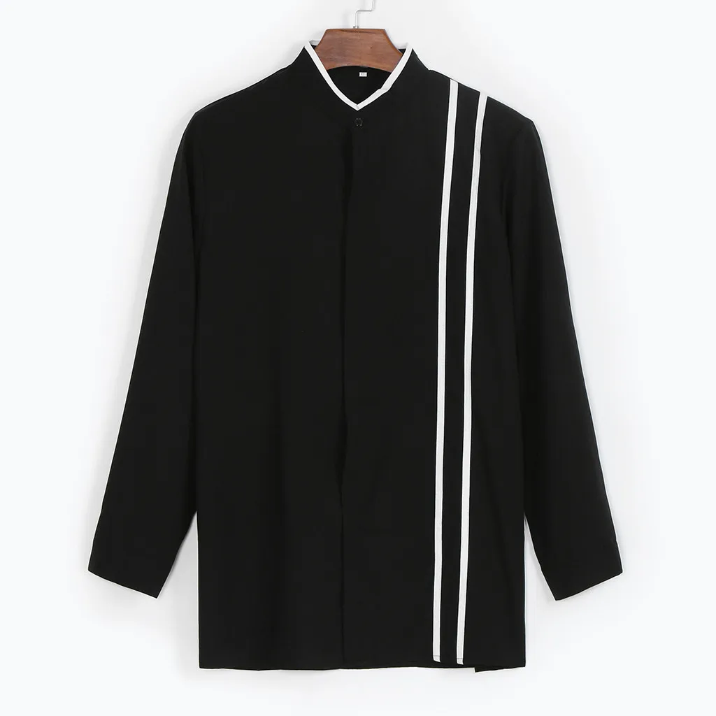 Men's Fashion Male Clohthing Streetwear Popular Cotton Long Sleeve Lapel Striped Shirt Casual Top Blouse платье рубашка |