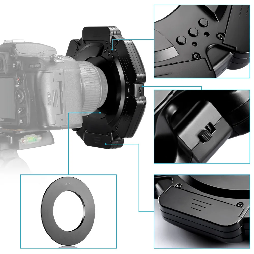 

Neewer R-160 160 Pieces 5600K 10W Mini LED Macro Ring Light 6 Adapter Rings (49mm/52mm/55mm/58mm/62mm/67mm)for Macro Canon/Nikon