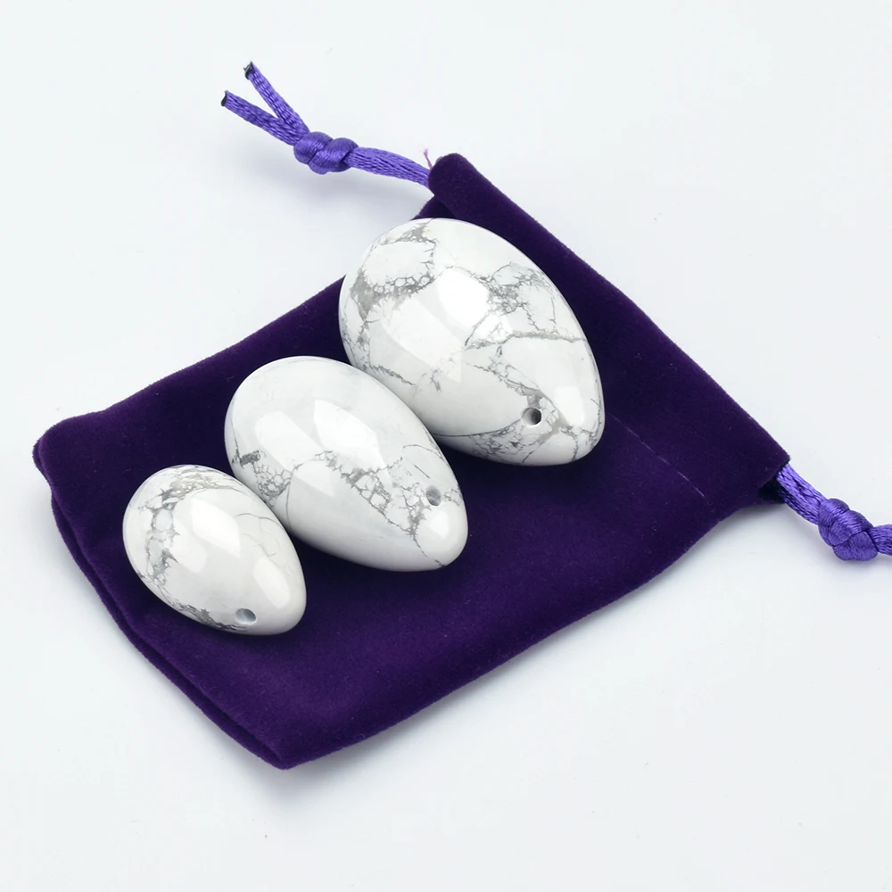 Просверленные яйца Yoni из натурального Кегеля Howlite шарики для женщин кегелиевые