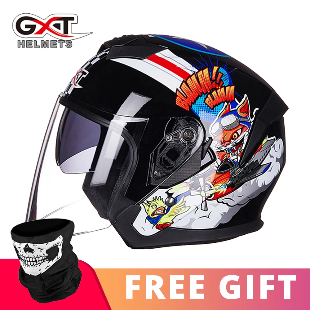 522 Bright RB GXT Лето мотоциклетный шлем с открытым лицом двойной объектив Casco Шлем Мотоцикл Скутер Capacete защитный шлем козырек для мотоцикла - Цвет: 522 Bright RB