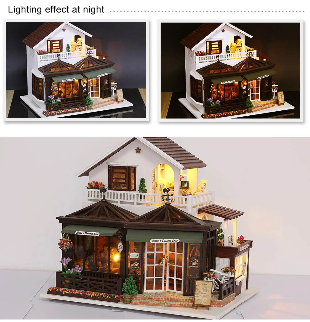 CUTEBEE DIY кукольный домик деревянные кукольные домики Миниатюрный Кукольный дом набор мебели Каса музыка светодиодные игрушки для детей подарок на день рождения K18