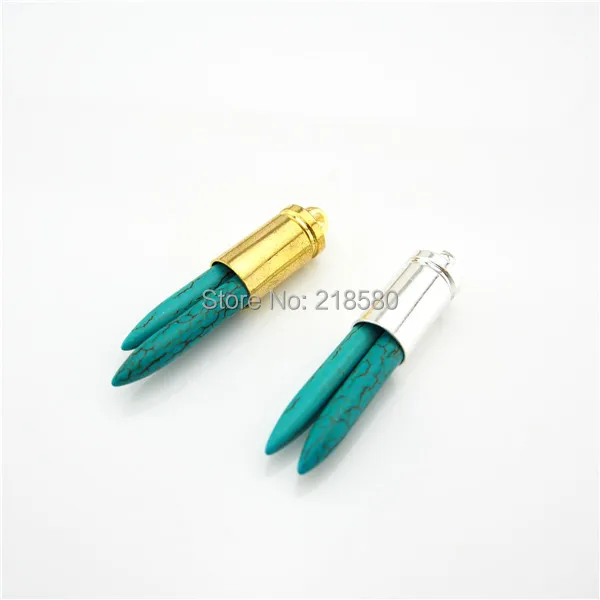

H-SP149 Howlite Point Gold Or Silver Bullet Pendants