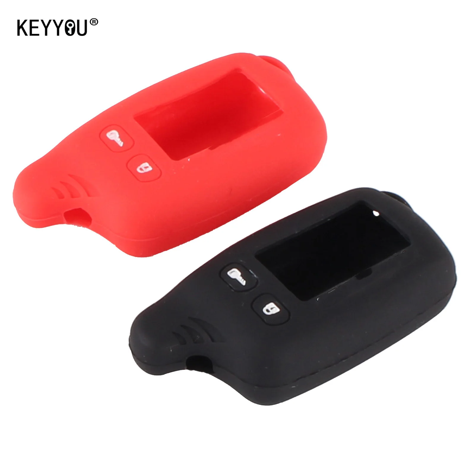 

KEYYOU Silicone Case KeyChain Fob Cover For Tomahawk TZ9010 SL-950 TZ-9030 TZ9031 Fob Russian 2 Way LCD Alarm System Remote Key