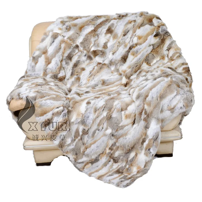 CX-D-11B-X 218X218cm Оптовая Продажа Модный лоскутный коврик из натурального кроличьего